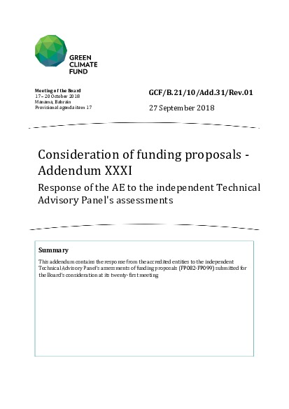 Download Consideration of funding proposals - Addendum XXXI: Response of the AE to the independent Technical Advisory Panel's assessments Document cover for Consideration of funding proposals - Addendum XXXI: Response of the AE to the independent Technical Advisory Panel's assessments