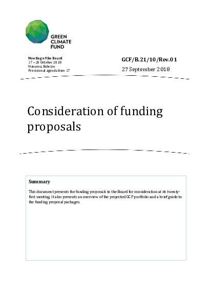 Document cover for Consideration of funding proposals