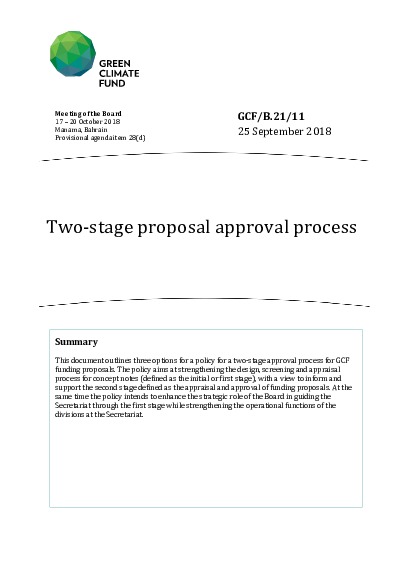 Document cover for Two-stage proposal approval process