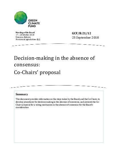 Download Decision-making in the absence of consensus: Co-Chairs' proposal Document cover for Decision-making in the absence of consensus: Co-Chairs' proposal