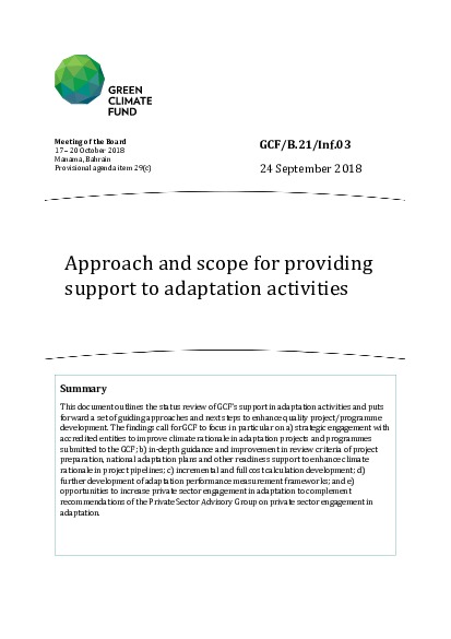 Download Approach and scope for providing support to adaptation activities Document cover for Approach and scope for providing support to adaptation activities