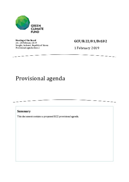 Document cover for Provisional agenda