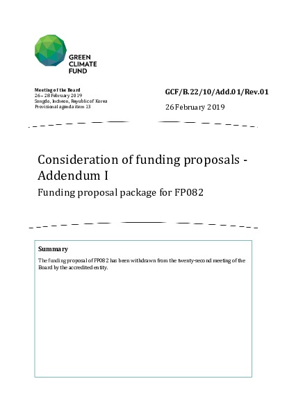 Document cover for Consideration of funding proposals - Addendum I Funding proposal package for FP082