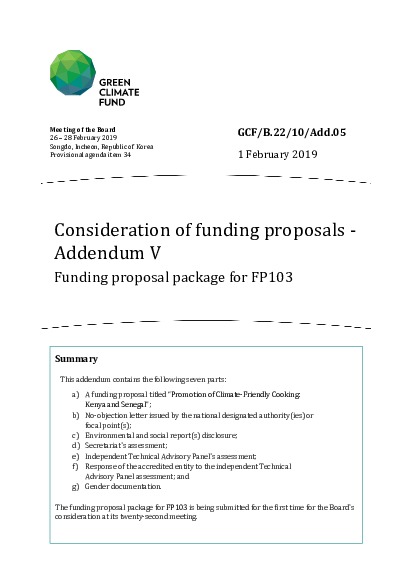 Download Consideration of funding proposals - Addendum V Funding proposal package for FP103 Document cover for Consideration of funding proposals - Addendum V Funding proposal package for FP103