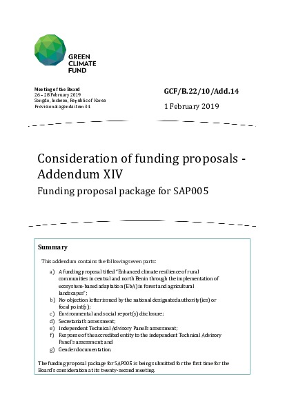 Download Consideration of funding proposals - Addendum XIV Funding proposal package for SAP005 Document cover for Consideration of funding proposals - Addendum XIV Funding proposal package for SAP005