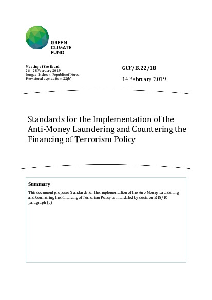 Download Standards for the Implementation of the Anti-Money Laundering and Countering the Financing of Terrorism Policy Document cover for Standards for the Implementation of the Anti-Money Laundering and Countering the Financing of Terrorism Policy