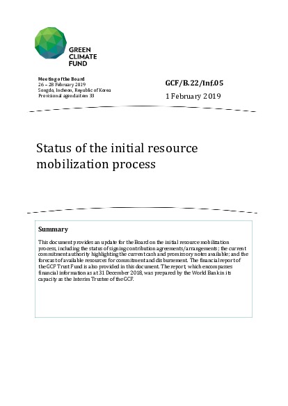 Download Status of the initial resource mobilization process Document cover for Status of the initial resource mobilization process