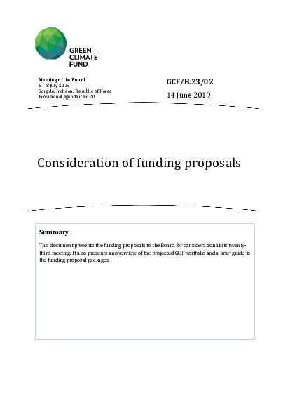 Document cover for Consideration of funding proposals