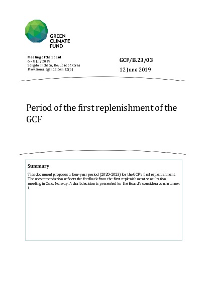 Document cover for Period of the first replenishment of the GCF