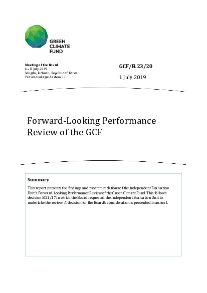 Document cover for Forward-Looking Performance Review of the GCF