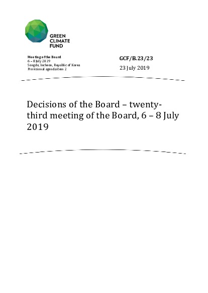 Download Decisions of the Board – twenty-third meeting of the Board, 6 – 8 July 2019 Document cover for Decisions of the Board – twenty-third meeting of the Board, 6 – 8 July 2019