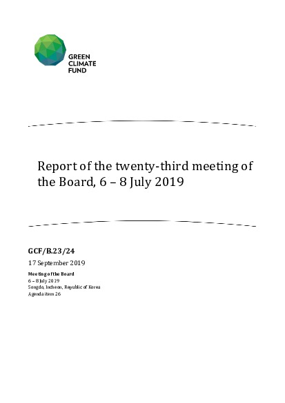 Document cover for Report of the twenty-third meeting of the Board, 6 – 8 July 2019