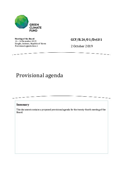 Document cover for Provisional agenda