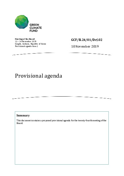 Document cover for Provisional agenda