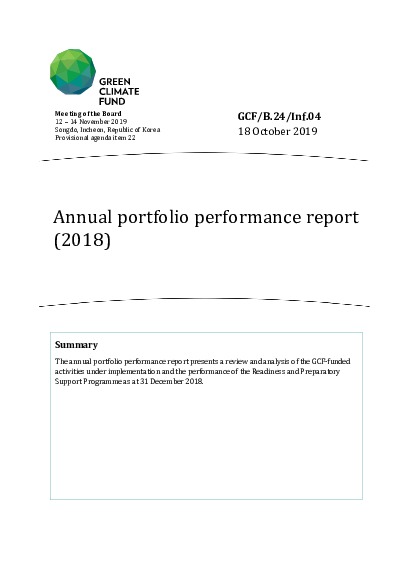 Document cover for Annual portfolio performance report (2018)