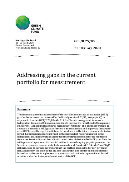 Download Addressing gaps in the current portfolio for measurement Document cover for Addressing gaps in the current portfolio for measurement