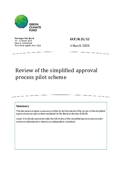 Document cover for Review of the simplified approval process pilot scheme