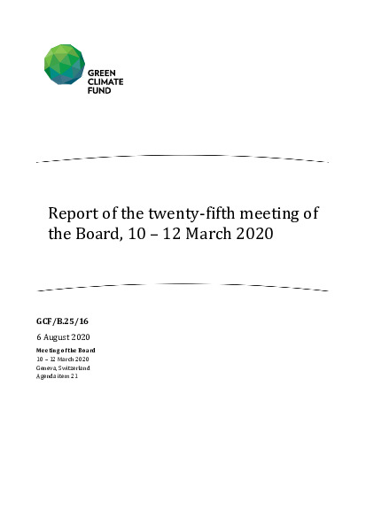 Document cover for Report of the twenty-fifth meeting of the Board, 10 – 12 March 2020