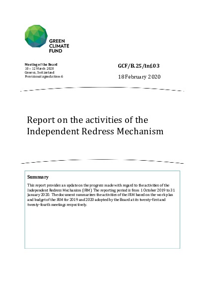 Download Report on the activities of the Independent Redress Mechanism Document cover for Report on the activities of the Independent Redress Mechanism