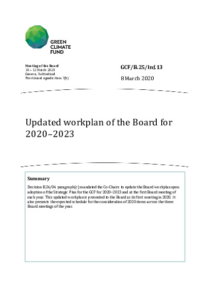 Document cover for Updated workplan of the Board for 2020–2023
