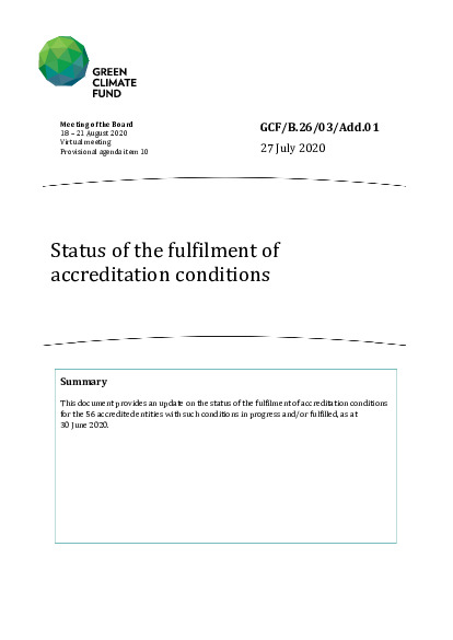Download Status of the fulfilment of accreditation conditions Document cover for Status of the fulfilment of accreditation conditions