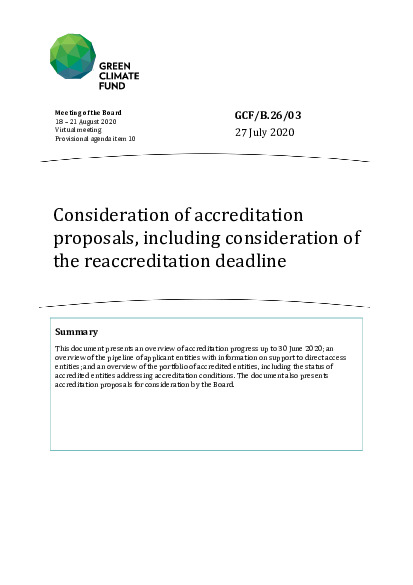 Document cover for Consideration of accreditation proposals, including consideration of the reaccreditation deadline 
