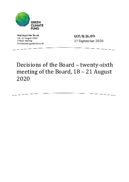 Download Decisions of the Board – twenty-sixth meeting of the Board, 18 – 21 August 2020 Document cover for Decisions of the Board – twenty-sixth meeting of the Board, 18 – 21 August 2020