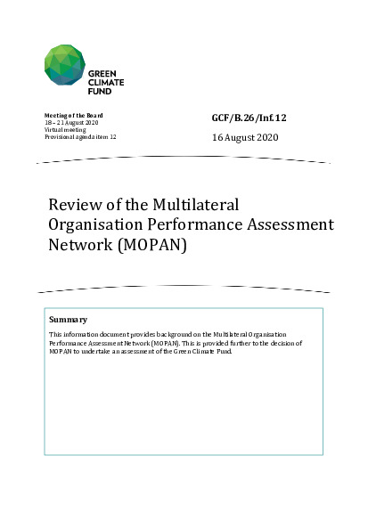 Document cover for Review of the Multilateral Organisation Performance Assessment Network (MOPAN)