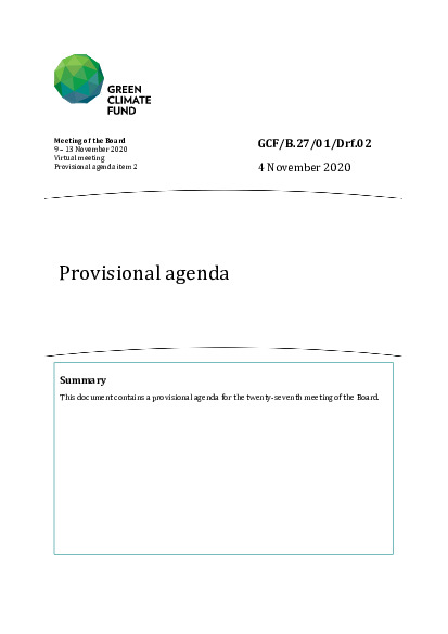 Document cover for Provisional agenda