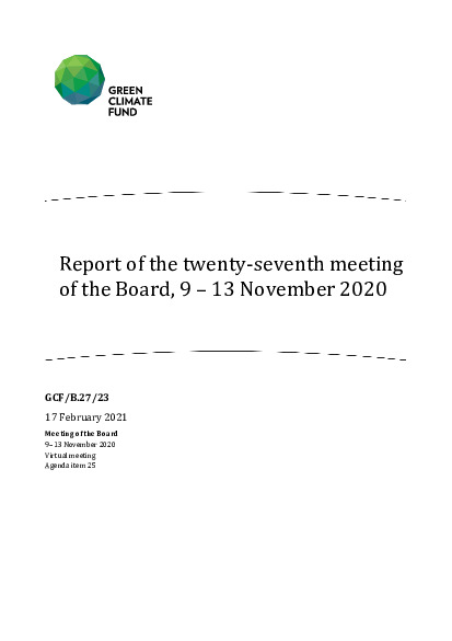 Document cover for Report of the twenty-seventh meeting of the Board, 9 – 13 November 2020