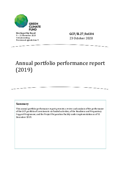 Document cover for Annual portfolio performance report (2019) 