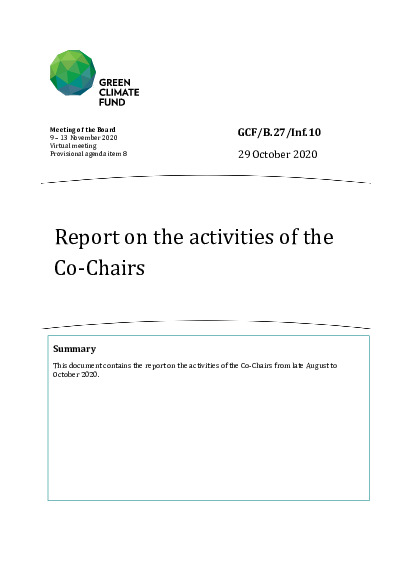 Document cover for Report on the activities of the Co-Chairs 