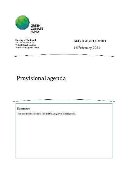 Document cover for Provisional agenda