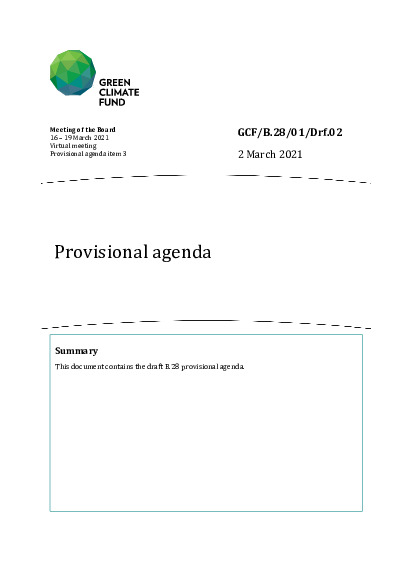 Document cover for Provisional agenda