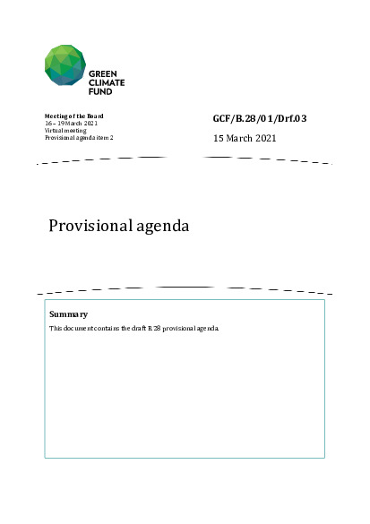 Document cover for Provisional agenda