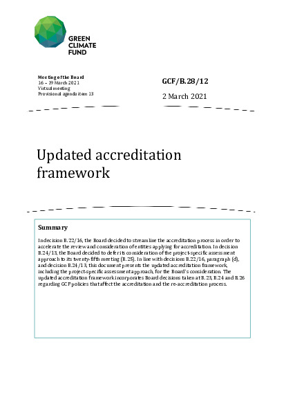 Document cover for Updated accreditation framework 
