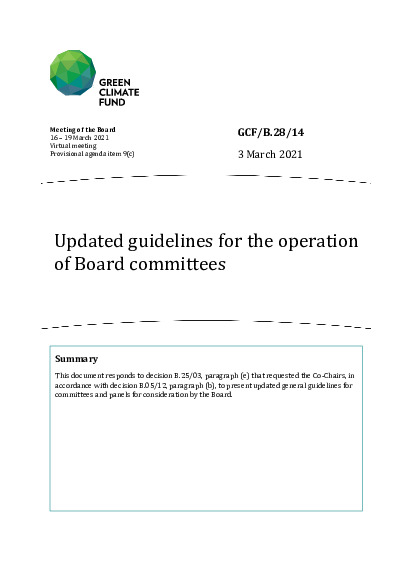 Document cover for Updated guidelines for the operation of Board committees