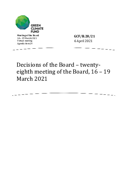 Document cover for Decisions of the Board – twenty-eighth meeting of the Board, 16 to 19 March 2021