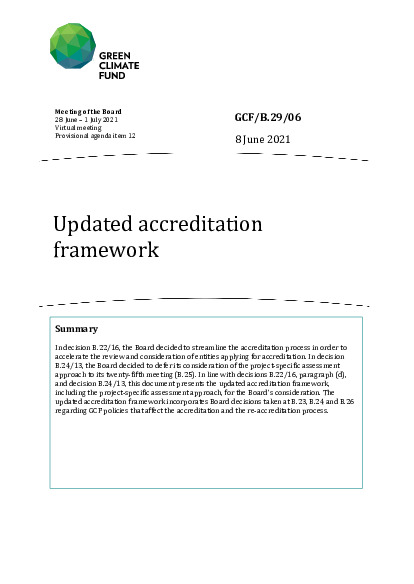 Document cover for Updated accreditation framework