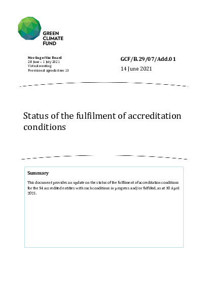 Download Status of the fulfilment of accreditation conditions Document cover for Status of the fulfilment of accreditation conditions