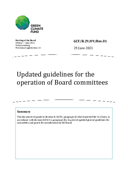 Document cover for Updated guidelines for the operation of Board committees