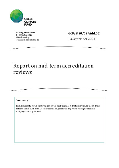 Document cover for Report on mid-term accreditation reviews