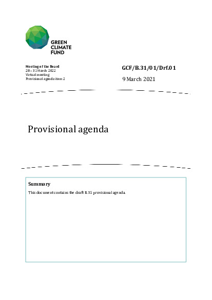 Document cover for Provisional agenda