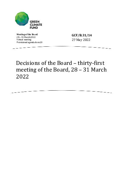 Document cover for Decisions of the Board – thirty-first meeting of the Board, 28 – 31 March 2022