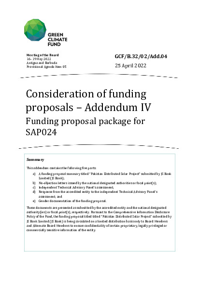 Download Consideration of funding proposals – Addendum IV Funding proposal package for SAP024 Document cover for Consideration of funding proposals – Addendum IV Funding proposal package for SAP024