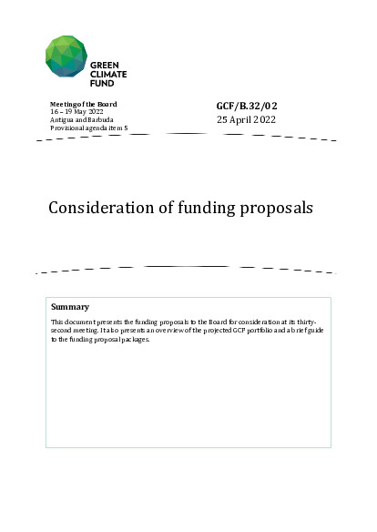 Document cover for Consideration of funding proposals