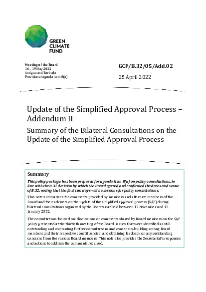 Download Update of the Simplified Approval Process – Addendum II Summary of the Bilateral Consultations on the Update of the Simplified Approval Process Document cover for Update of the Simplified Approval Process – Addendum II Summary of the Bilateral Consultations on the Update of the Simplified Approval Process