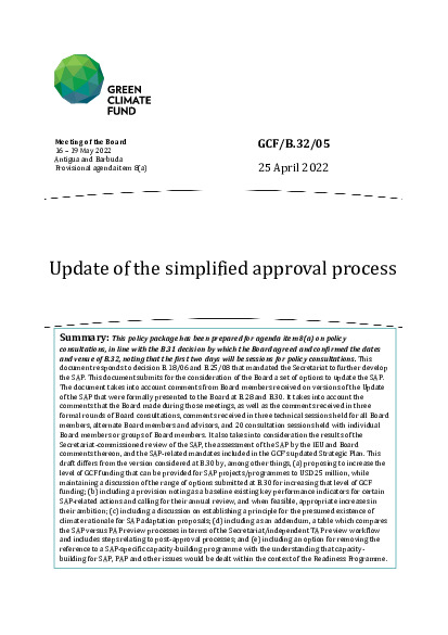 Document cover for Update of the simplified approval process