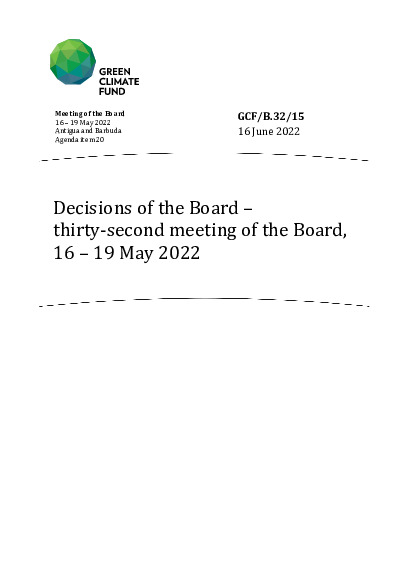 Document cover for Decisions of the Board – thirty-second meeting of the Board, 16 – 19 May 2022