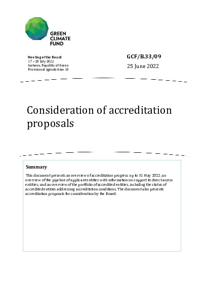 Document cover for Consideration of accreditation proposals